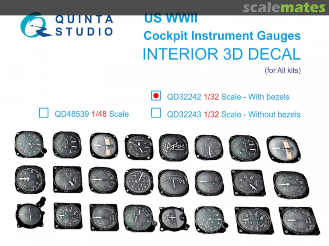 Boxart US WWII Cockpit instrument gauges with bezels QD32242 Quinta Studio