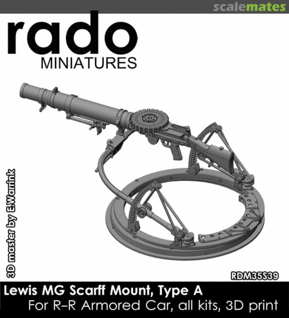 Boxart Lewis MG Scarff Mount, Type A for RR Armored Car RDM35S39 Rado Miniatures