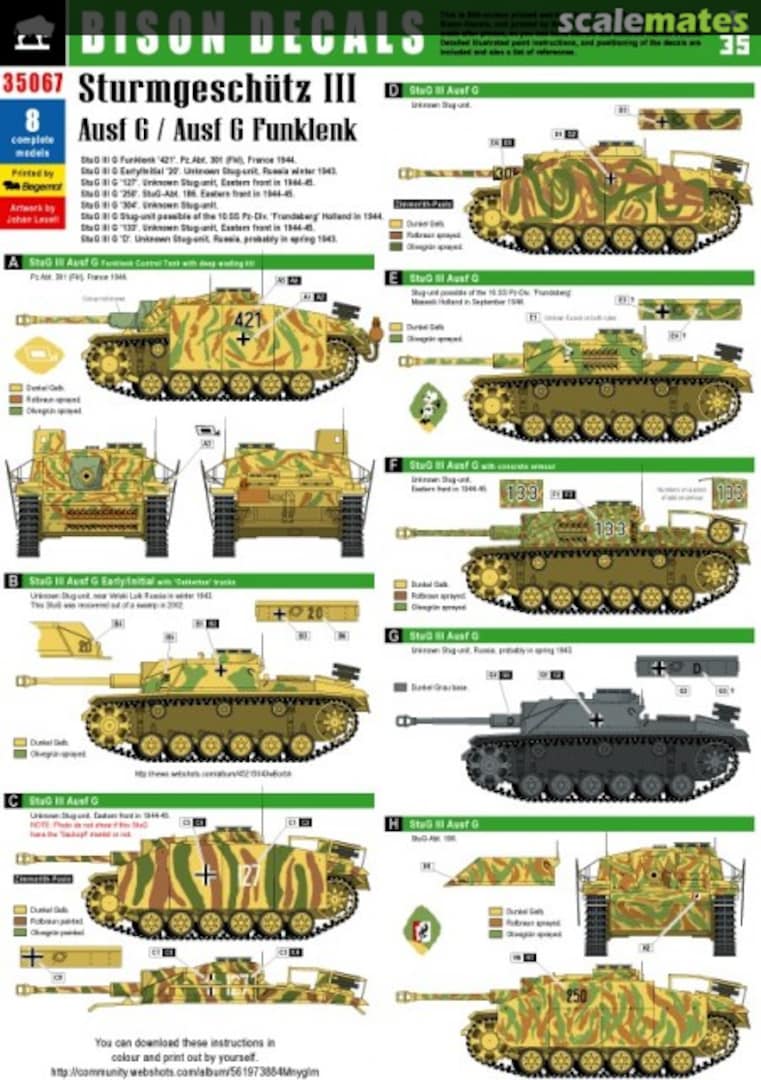 Boxart StuG III Ausf G / Ausf G Funklenk 35067 Bison Decals