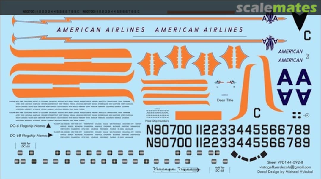 Boxart DC-6 American Airlines VFD072-092 Vintage Flyer Decals