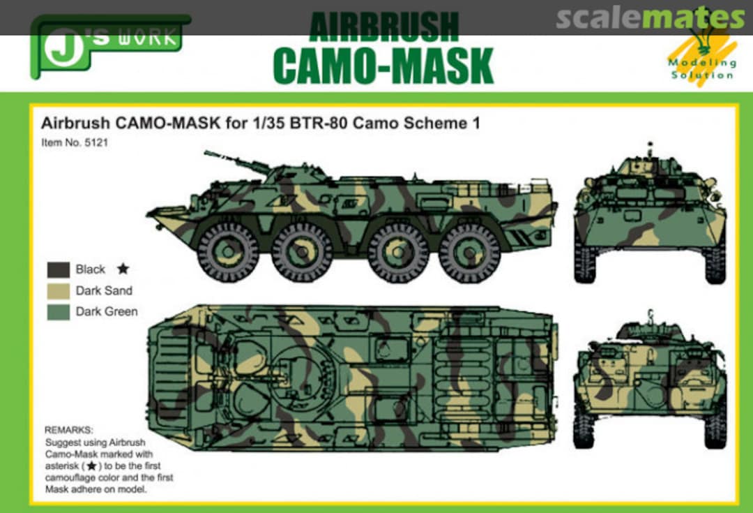 Boxart Airbrush Camo-Mask for BTR-80 Camouflage Scheme 1 PPA5121 J's Work