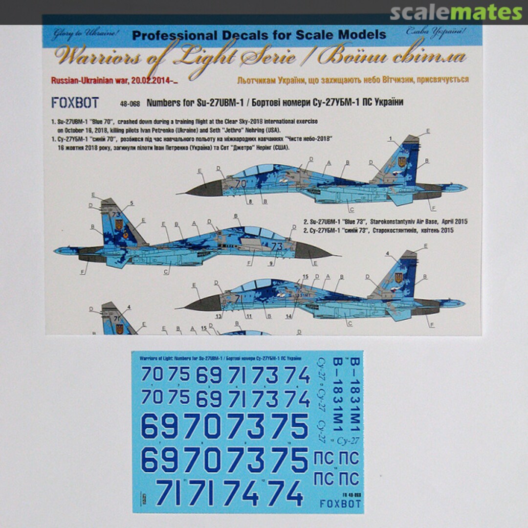 Boxart Numbers for Su-27UBM-1 48-068 Foxbot