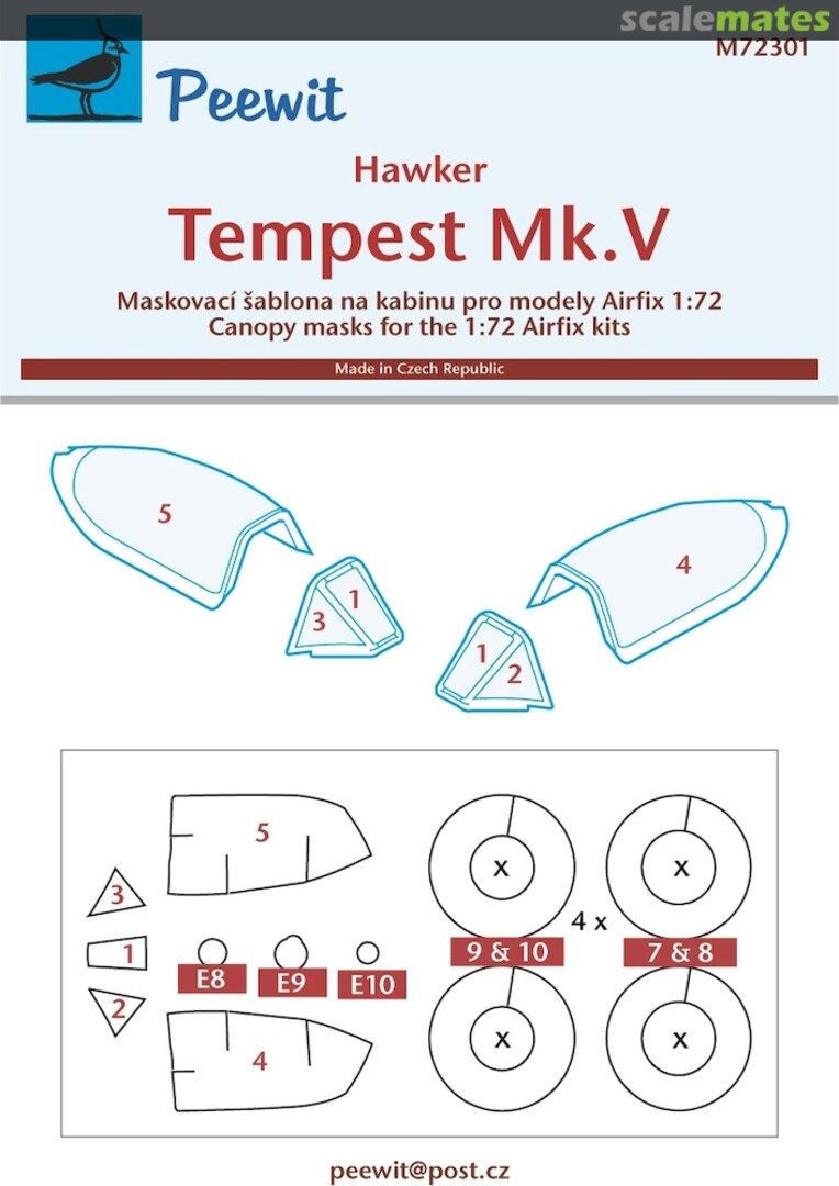 Boxart Canopy Mask: Tempest Mk.V - Airfix Kits - M72301 Peewit