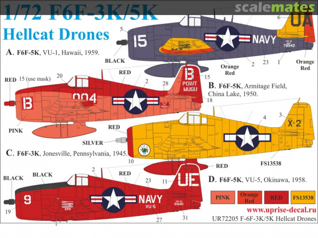 Boxart F6F-3K/5K Hellcat Drones with stencils UR72205 UpRise