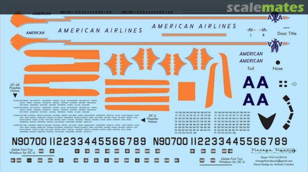 Boxart DC-6B American Airlines VFD072-093 Vintage Flyer Decals