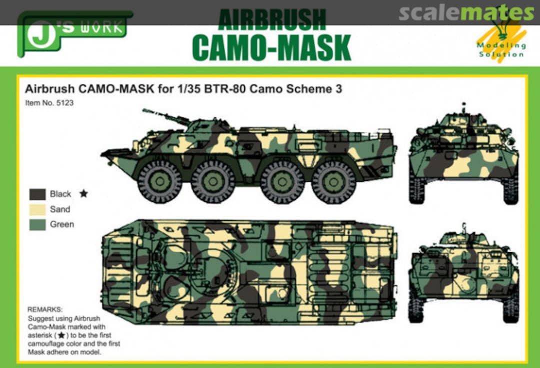 Boxart Airbrush Camo-Mask for BTR-80 Camouflage Scheme 3 PPA5123 J's Work