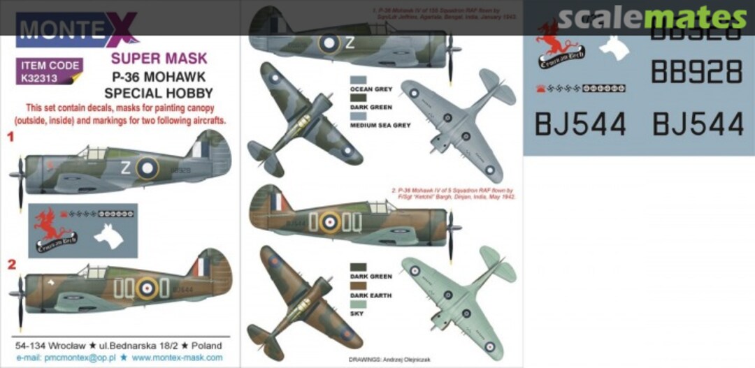 Boxart Curtiss P-36 Mohawk "RAF" K32313 Montex