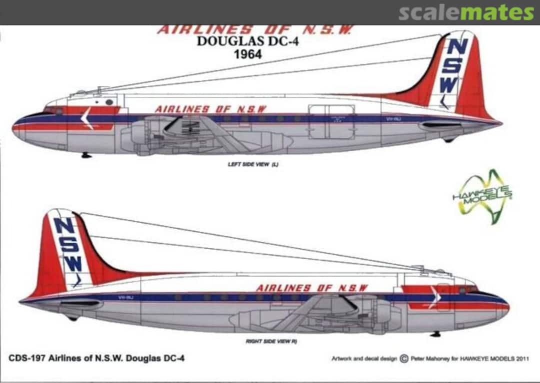 Boxart Airlines of NSW, Douglas DC-4, VH-INJ 1964 CDS-197 Hawkeye Models