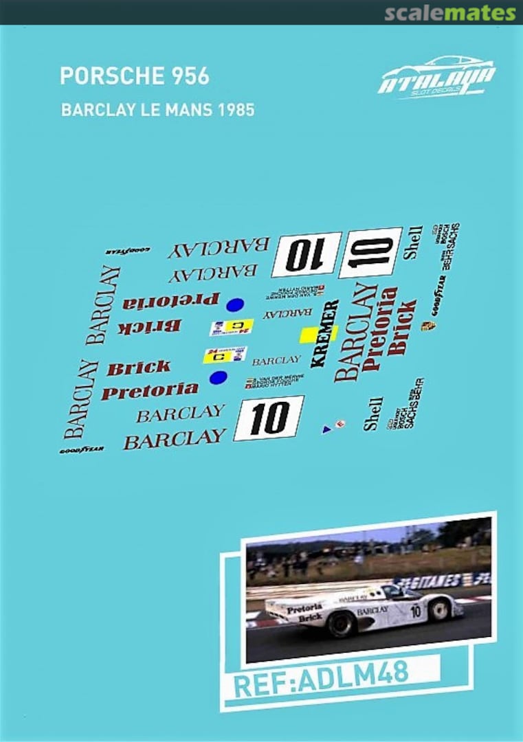 Boxart Porsche 956 B #115 "BARCLAY" ADLM48 Atalaya Slot Decals