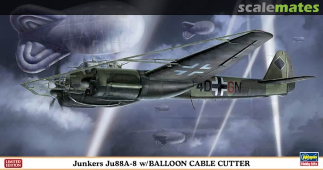 Boxart Junkers Ju88A-8 w/Balloon Cable Cutter 01999 Hasegawa