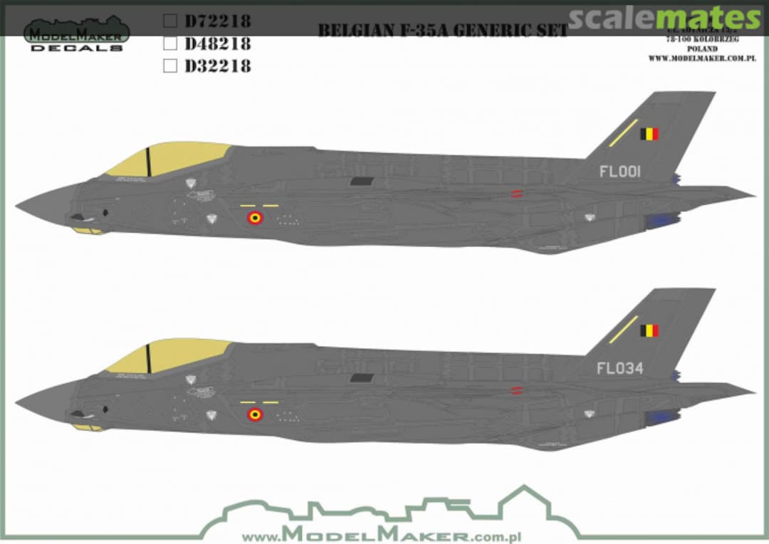 Boxart Belgian F-35A Generic set D72218 ModelMaker