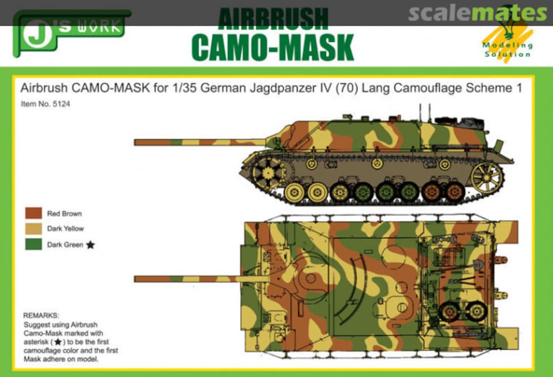 Boxart Airbrush Camo-Mask for 1/35 German Jagdpanzer IV (70) Lang Camouflage Scheme 1 PPA5124 J's Work