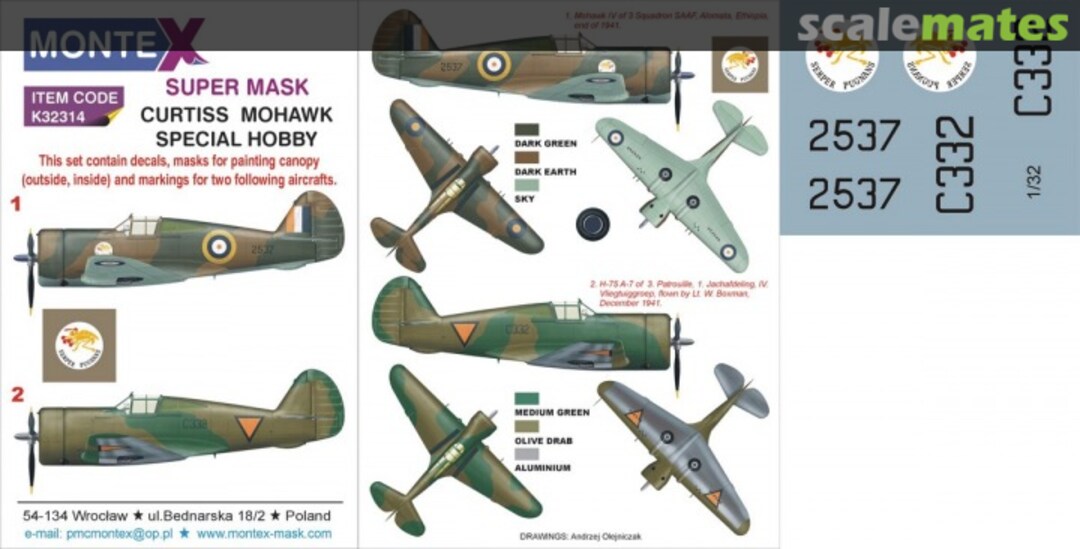 Boxart Curtiss P-36 Mohawk "SAAF & Dutch" K32314 Montex