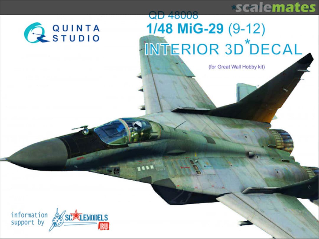 Boxart MiG-29 (9-12) Interior 3D Decal QD48008 Quinta Studio