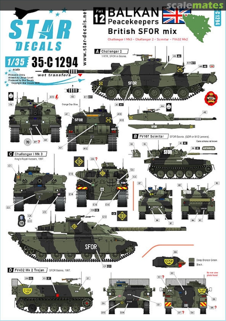 Boxart Balkan Peacekeepers # 12 35-C1294 Star Decals