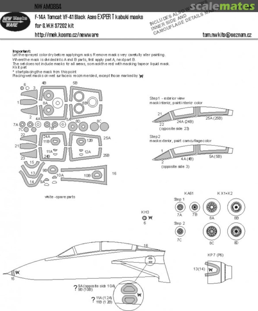 Boxart F-14A Tomcat VF-41 Black Aces EXPERT kabuki masks NWAM0884 New Ware