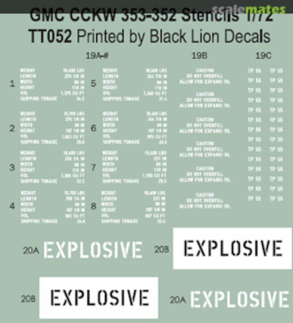 Boxart GMC CCKW 353-352 stencils TT052 Tracks & Troops