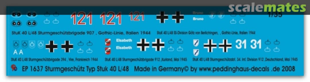 Boxart Markings for StuG IV 40 L/48 EP 1637 Peddinghaus-Decals