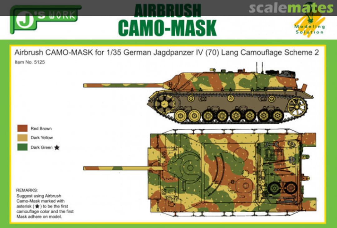 Boxart Airbrush Camo-Mask for 1/35 German Jagdpanzer IV (70) Lang Camouflage Scheme 2 PPA5125 J's Work