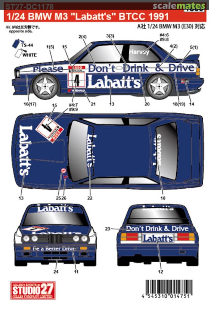 Boxart BMW M3 "Labatt's" BTCC 1991 ST27-DC1178 Studio27