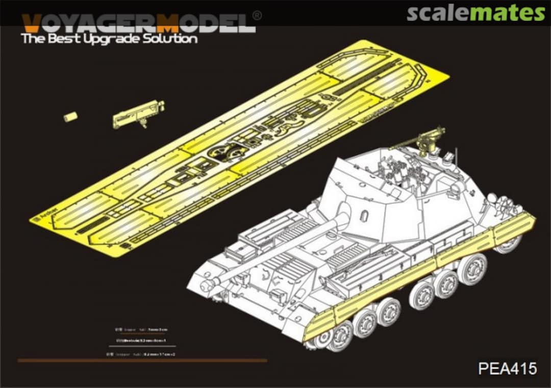 Boxart British Archer Self-Propelled Anti-Tank Gun track covers additional parts PEA415 Voyager Model