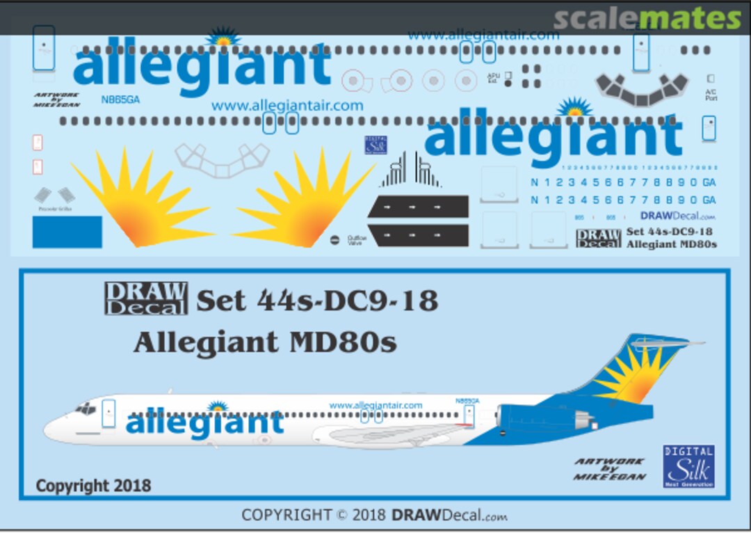 Boxart Allegiant Air MD-80s 44-DC9-18 Draw Decal