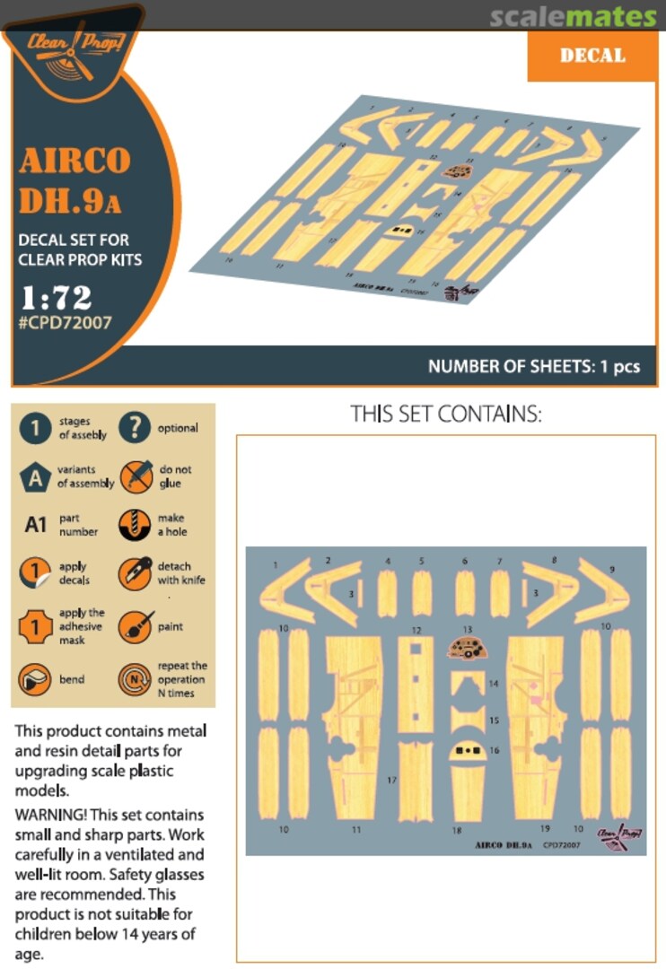 Boxart Airco DH.9a CPD72007 Clear Prop!