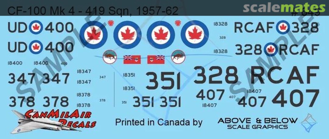 Boxart Avro CF-100 Canuck Mk. 4B - 419 Sqn (1957-62) 649 Above & Below Graphics