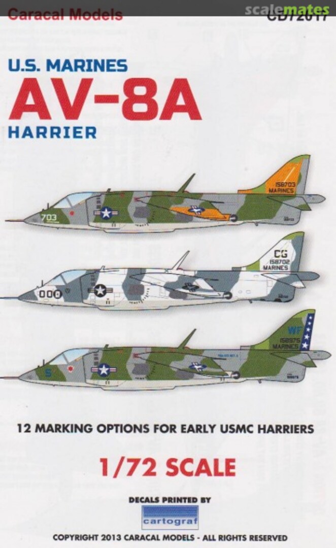 Boxart AV-8A Harrier CD72017 Caracal Models