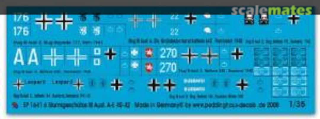 Boxart Markings for StuG III Ausf A-E EP 1641 Peddinghaus-Decals