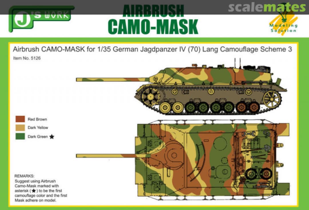 Boxart Airbrush Camo-Mask for 1/35 German Jagdpanzer IV (70) Lang Camouflage Scheme 3 PPA5126 J's Work