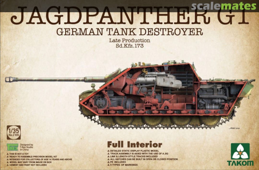 Boxart Sd.Kfz 173 Jagdpanther G1 Full Interior 2106 Takom