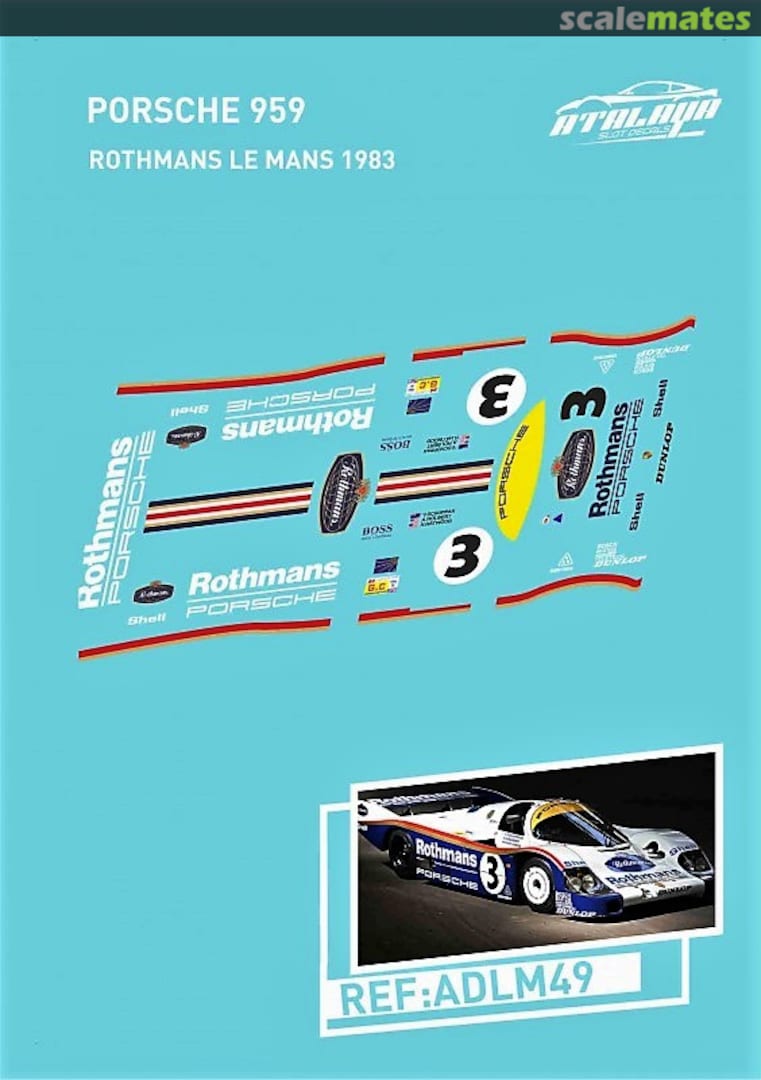 Boxart Porsche 956 #003 "Rothmans" ADLM49 Atalaya Slot Decals