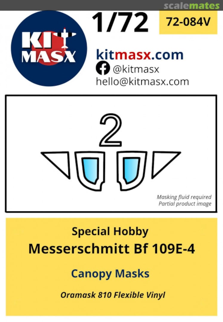 Boxart Messerschmitt Bf 109E-4 Canopy Masks 72-084V Kit Masx