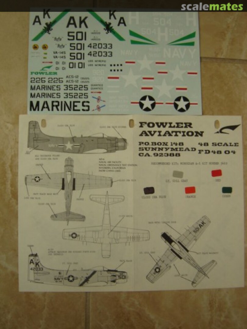 Boxart USN Skyraiders FD48-04 Fowler Aviation Decals