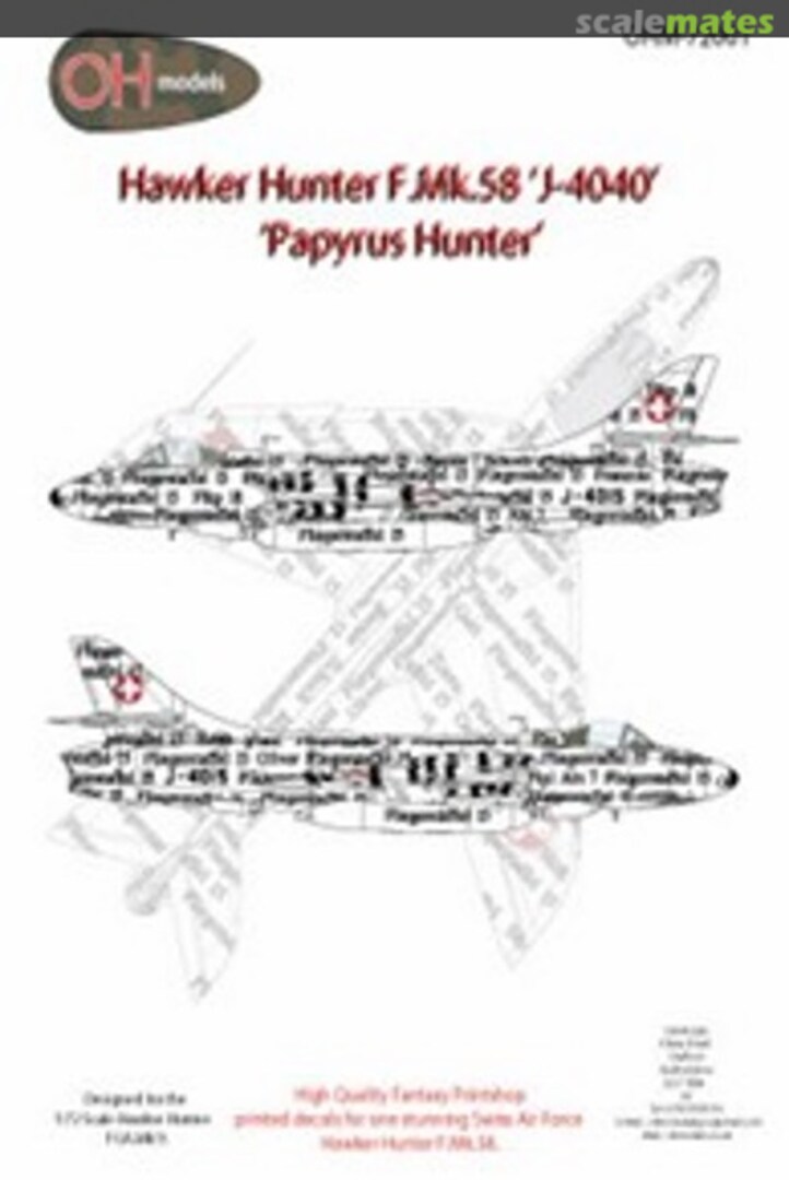 Boxart Hawker Hunter F.Mk.58 'J-4040' 'Papyrus Hunter' OHM-72001 OH Models