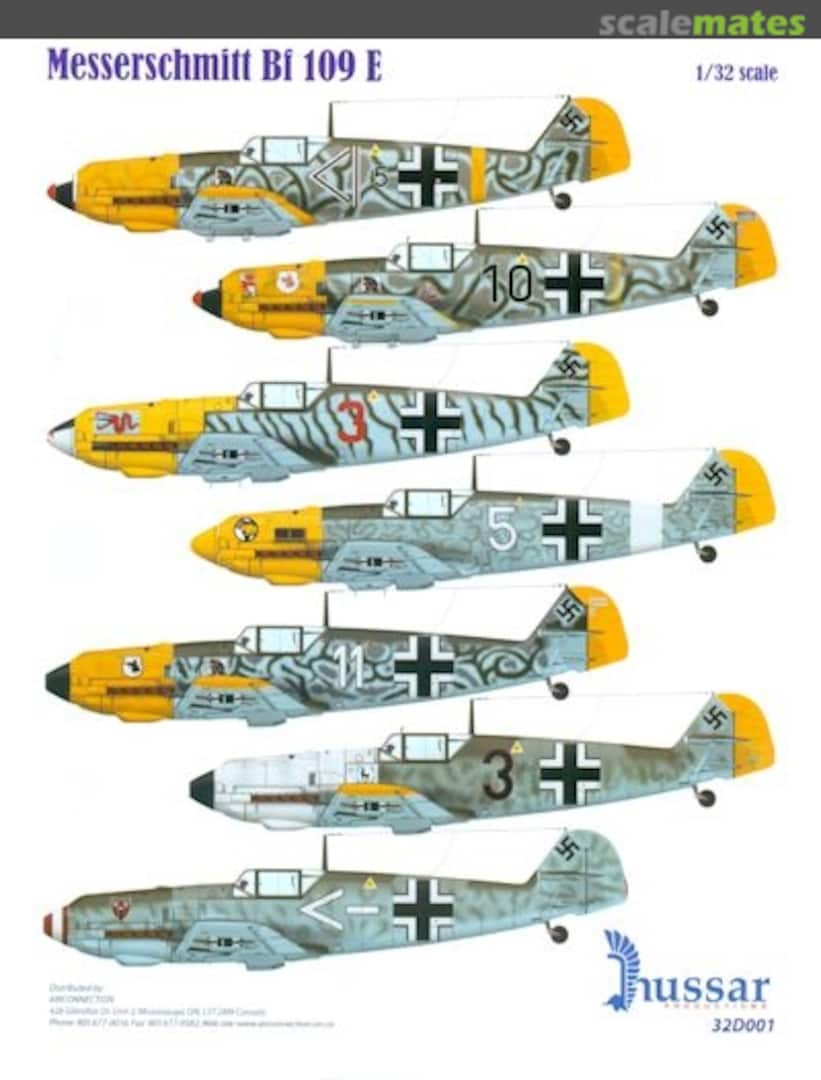 Contents Messerschmitt Bf 109 E 32D001 Hussar Productions