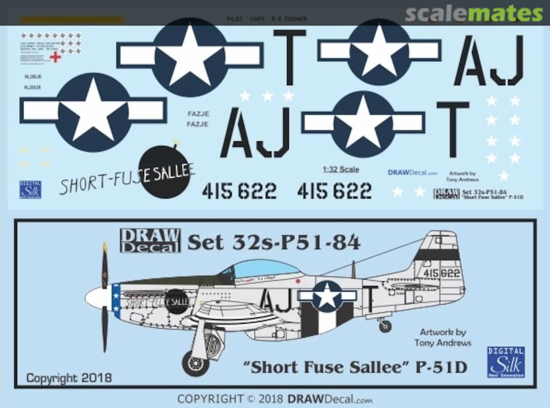 Boxart “Short-Fuse Sallee” P-51D 32-P51-84 Draw Decal