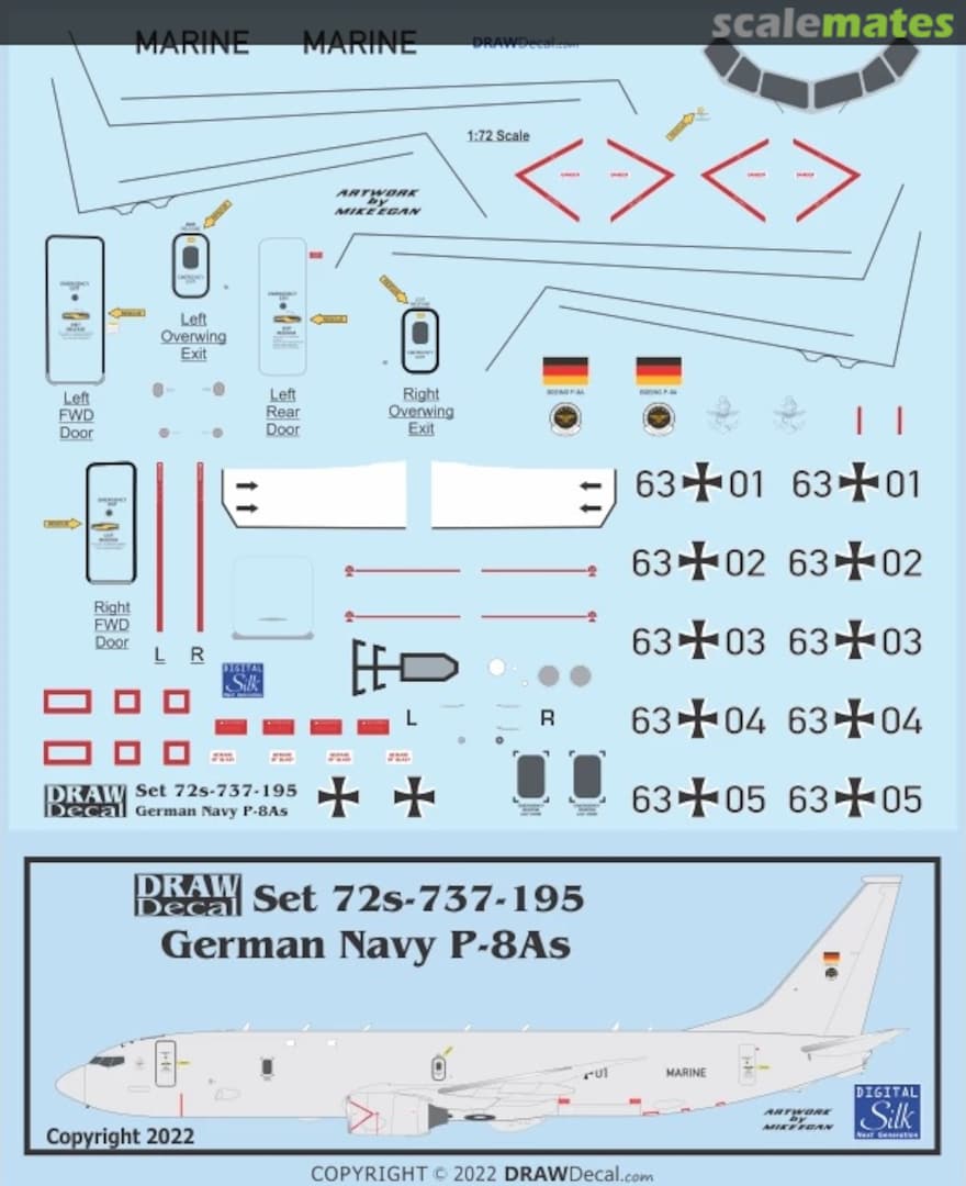 Boxart German Navy P-8 Poseidons 72-737-195 Draw Decal