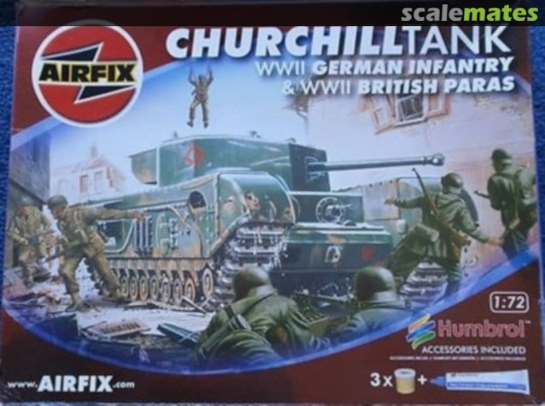 Boxart Churchill Tank, WWII German Infantry & WWII British Paras 08662 Airfix