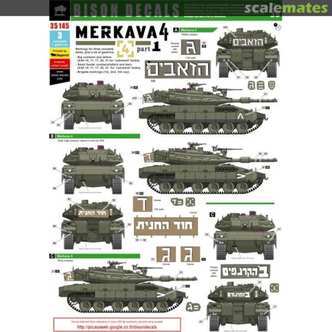 Boxart Merkava Mk 4 (#1) markings 35145 Bison Decals