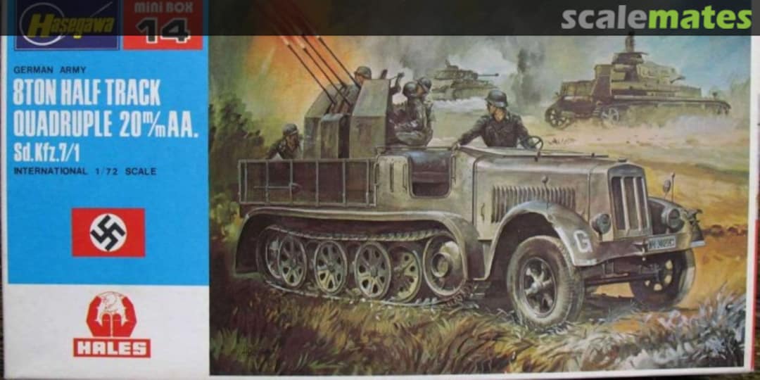 Boxart 8Ton Half Track Quadruple 20m/mAA. Sd.Kfz.7/1 MB-014 Hasegawa/Hales