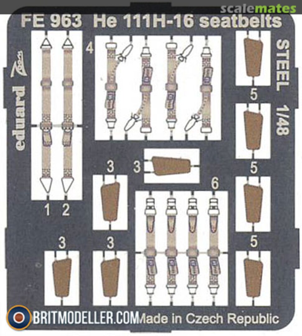 Boxart He 111H-16 seatbelts STEEL FE963 Eduard