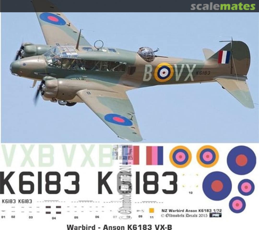 Boxart Warbird - Anson K6183, VX-B OMD0791 Oldmodels Decals