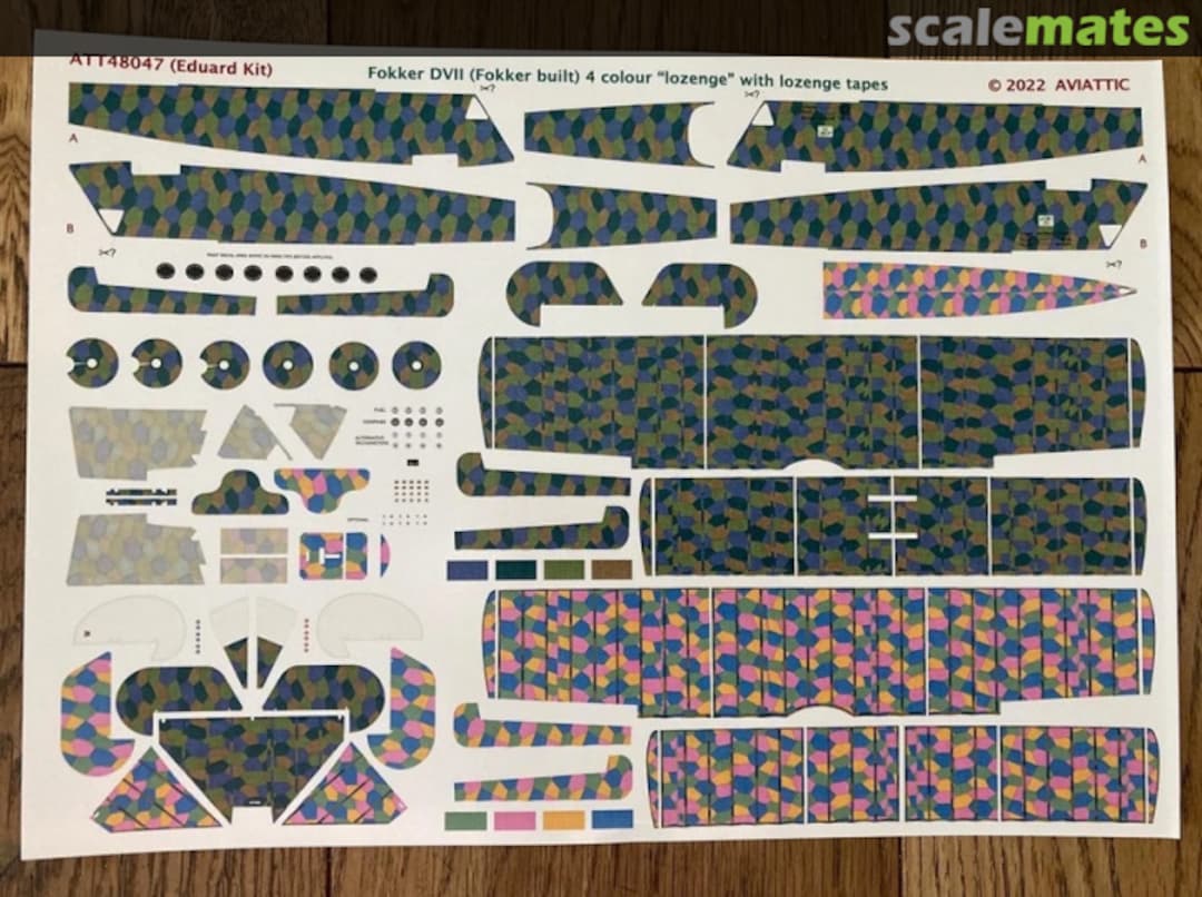 Boxart Fokker D.VII (Fokker built) 4 colour lozenge with lozenge tapes (Eduard) ATT48047 Aviattic