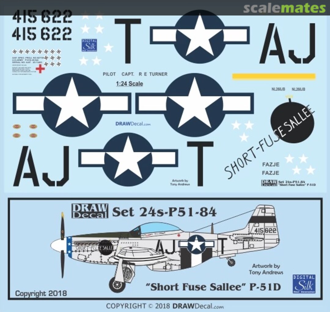 Boxart “Short-Fuse Sallee” P-51D 24-P51-84 Draw Decal