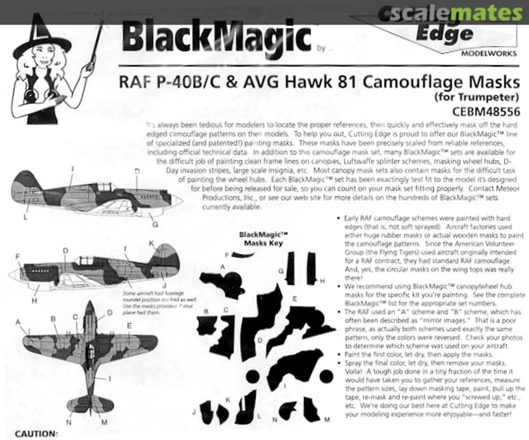 Boxart P-40B/C RAF/AVG Camouflage Painting Masks CEBM48556 Cutting Edge Modelworks