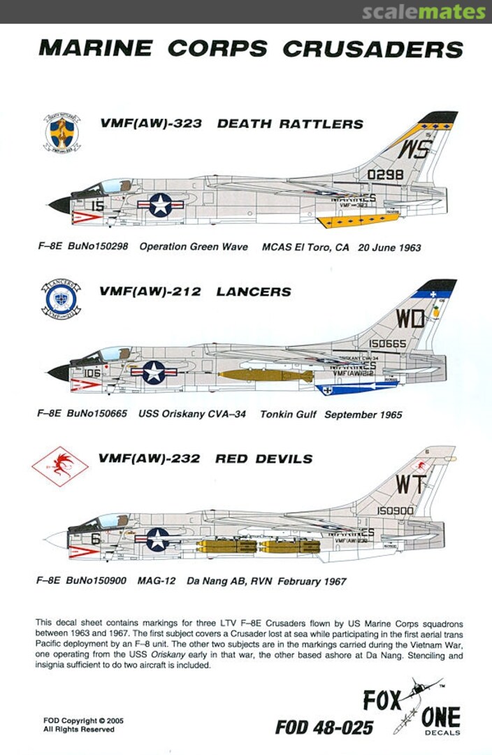 Boxart Marine Corps Crusaders 48-025 Fox One Decals