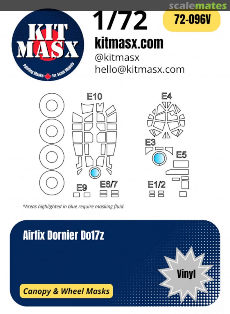 Boxart Dornier Do17z 1/72 Canopy & Wheel Masks 72-096V Kit Masx