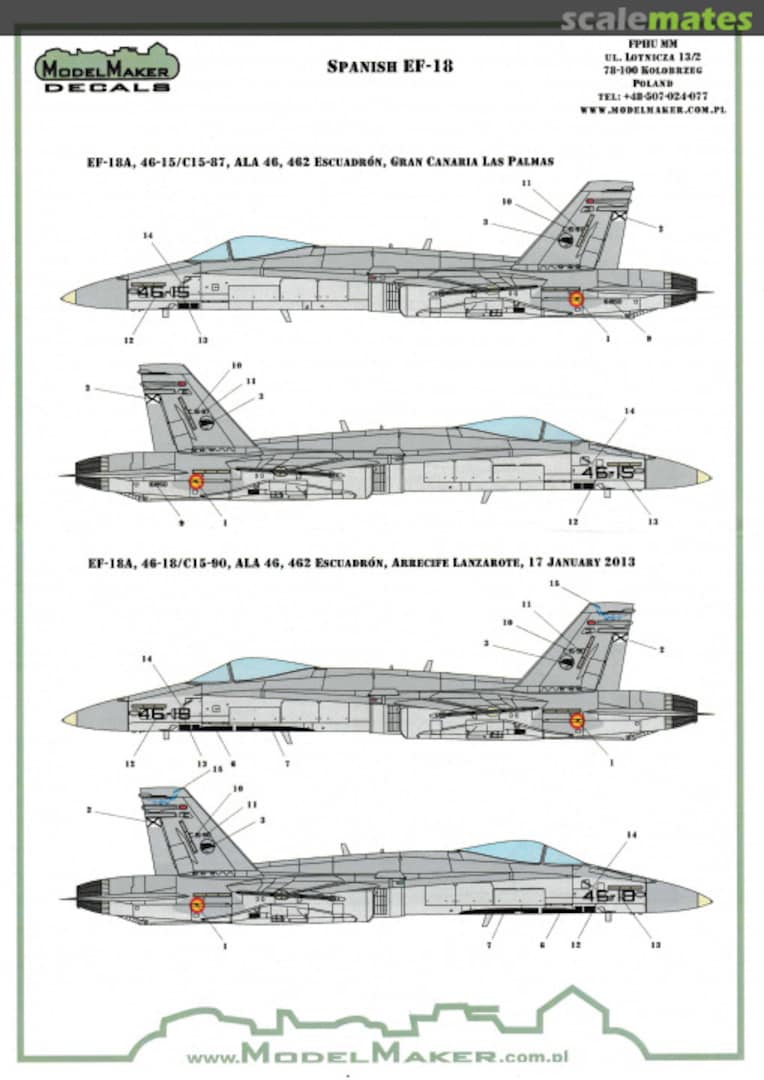 Boxart F/A-18 SPAIN STANDARD MARKINGS + STENCILS D48089 ModelMaker